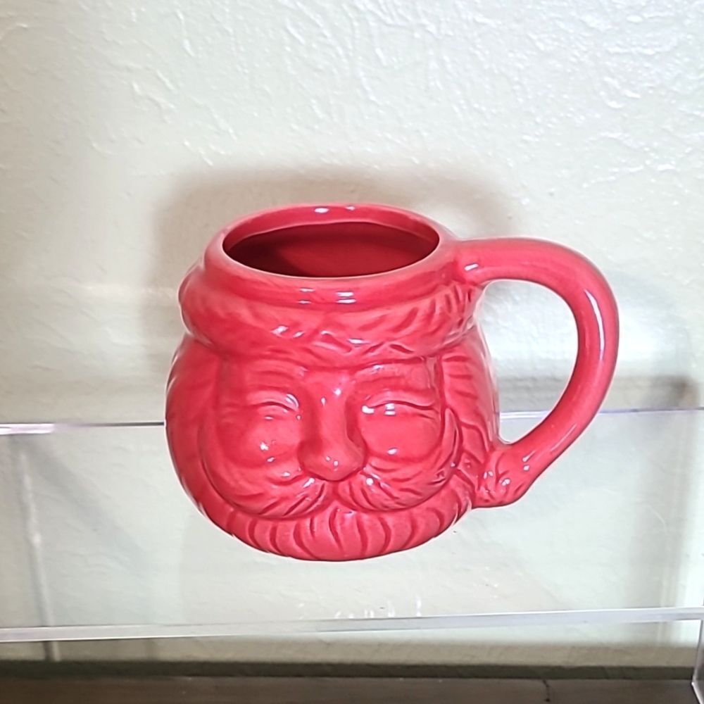 Earthenware Unique Solid Red Santa Coffee Mug